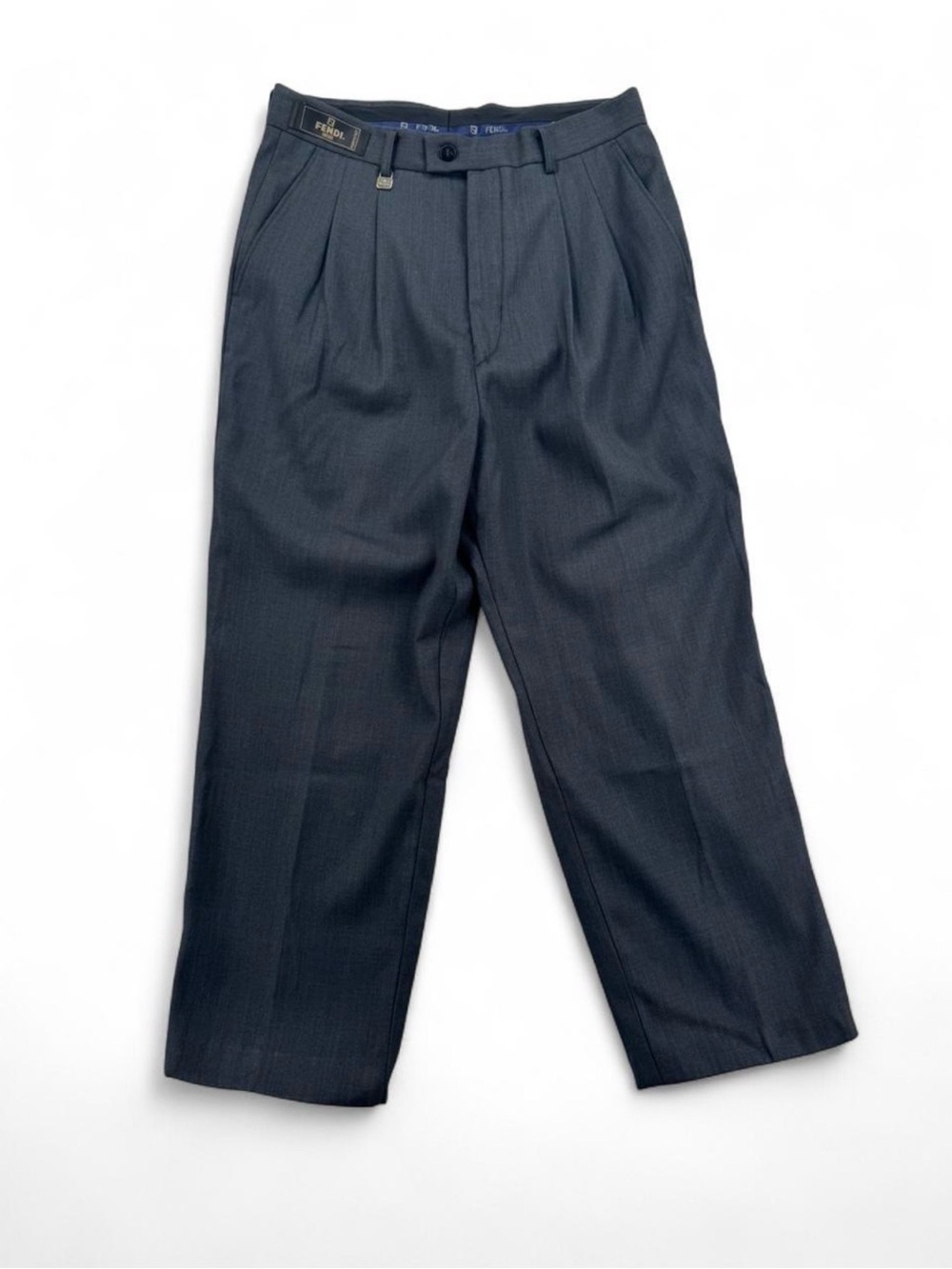 Men’s Vintage 90s Fendi Pleated Charcoal Grey Dress Pants Size S/28”